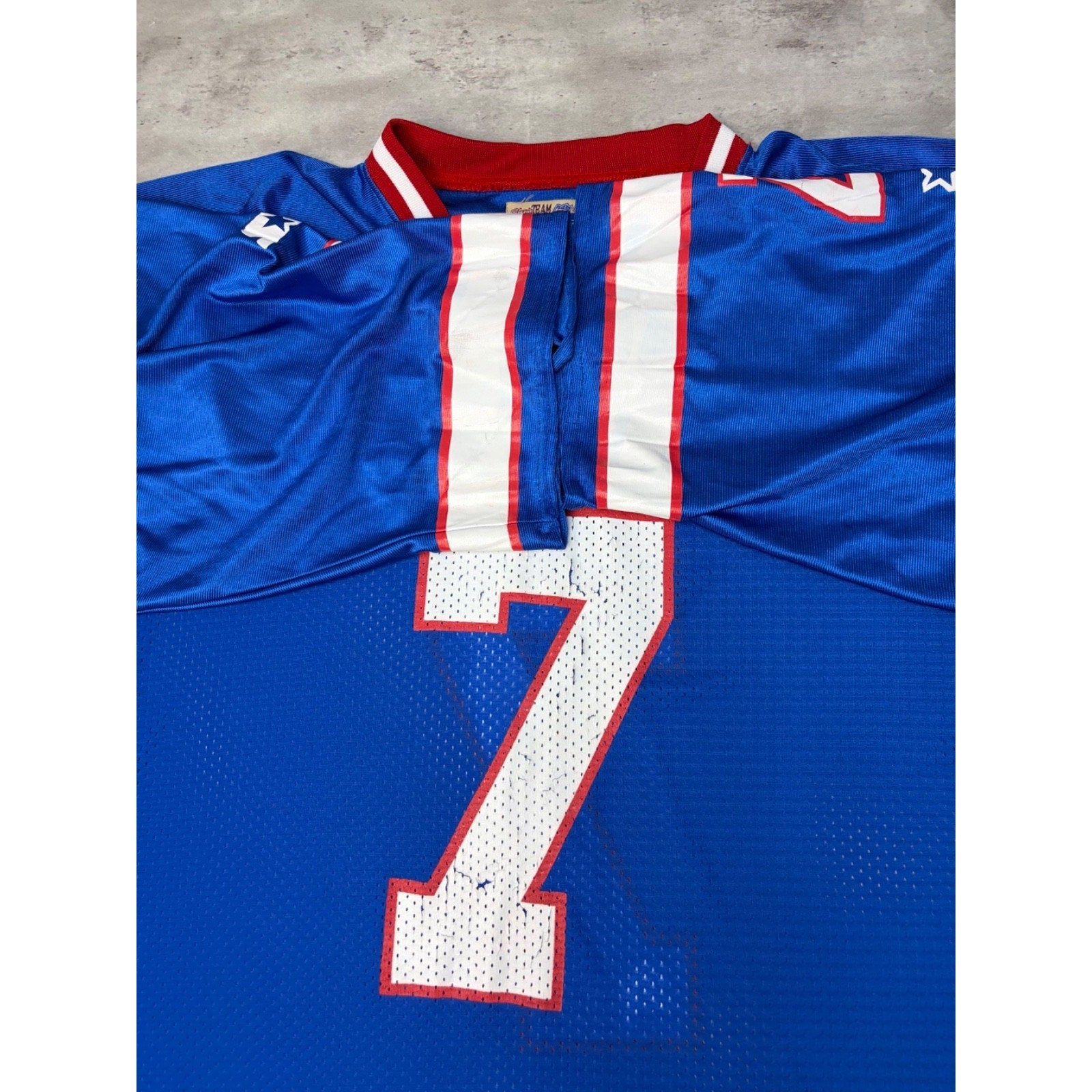 Vintage 90s Doug Flutie #7 Buffalo Bills NFL Starter Football Jersey Size XL