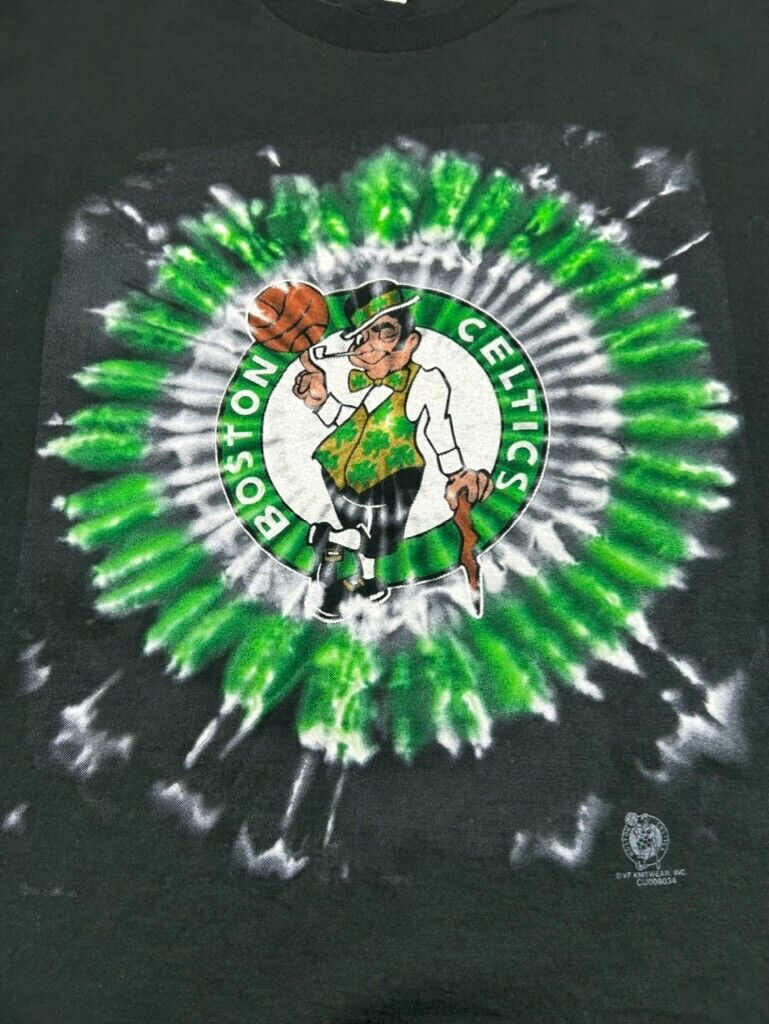 Vintage Boston Celtics NBA Tye Dye Graphic Basketball T-Shirt Size XL Black