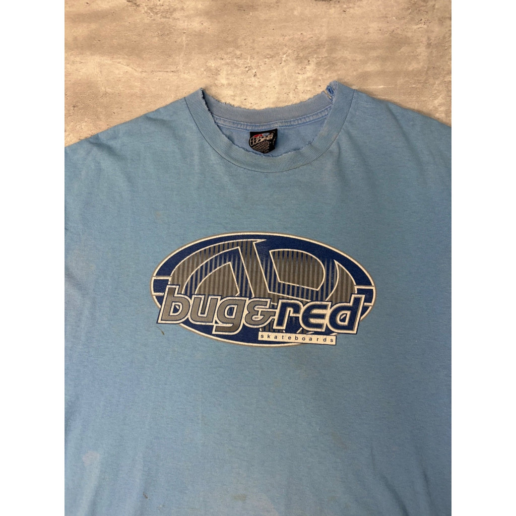 Vintage Y2K Bug & Red Skateboards Graphic Spellout T-Shirt Size XL