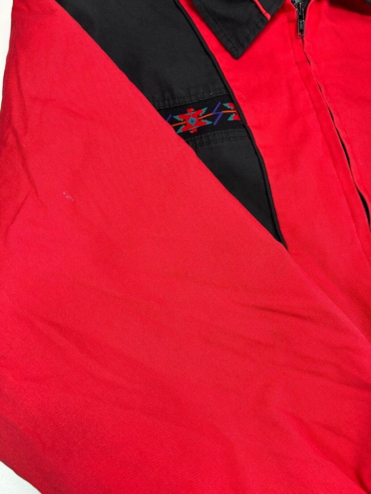 Vintage 90s Canyon Guide Outfitters Blanket Lined Bomber Jacket Size Large Red