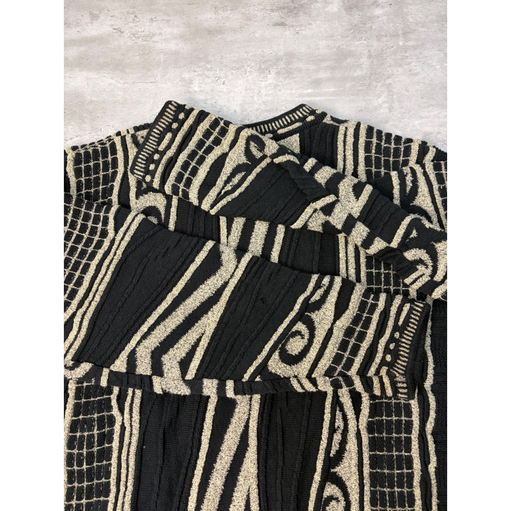Vintage 90s Tundra 3D Abstract Print Pullover Ribbed Knit Sweater Size XL
