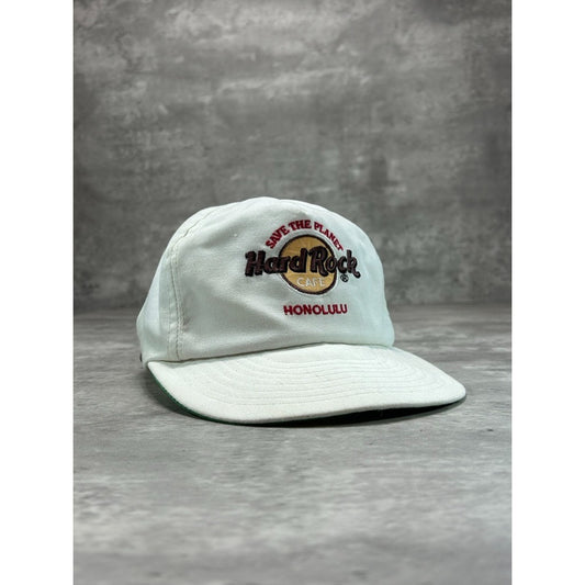 Vintage 90s Hard Rock Cafe Honolulu Embroidered Spellout Strapback Hat OSFA