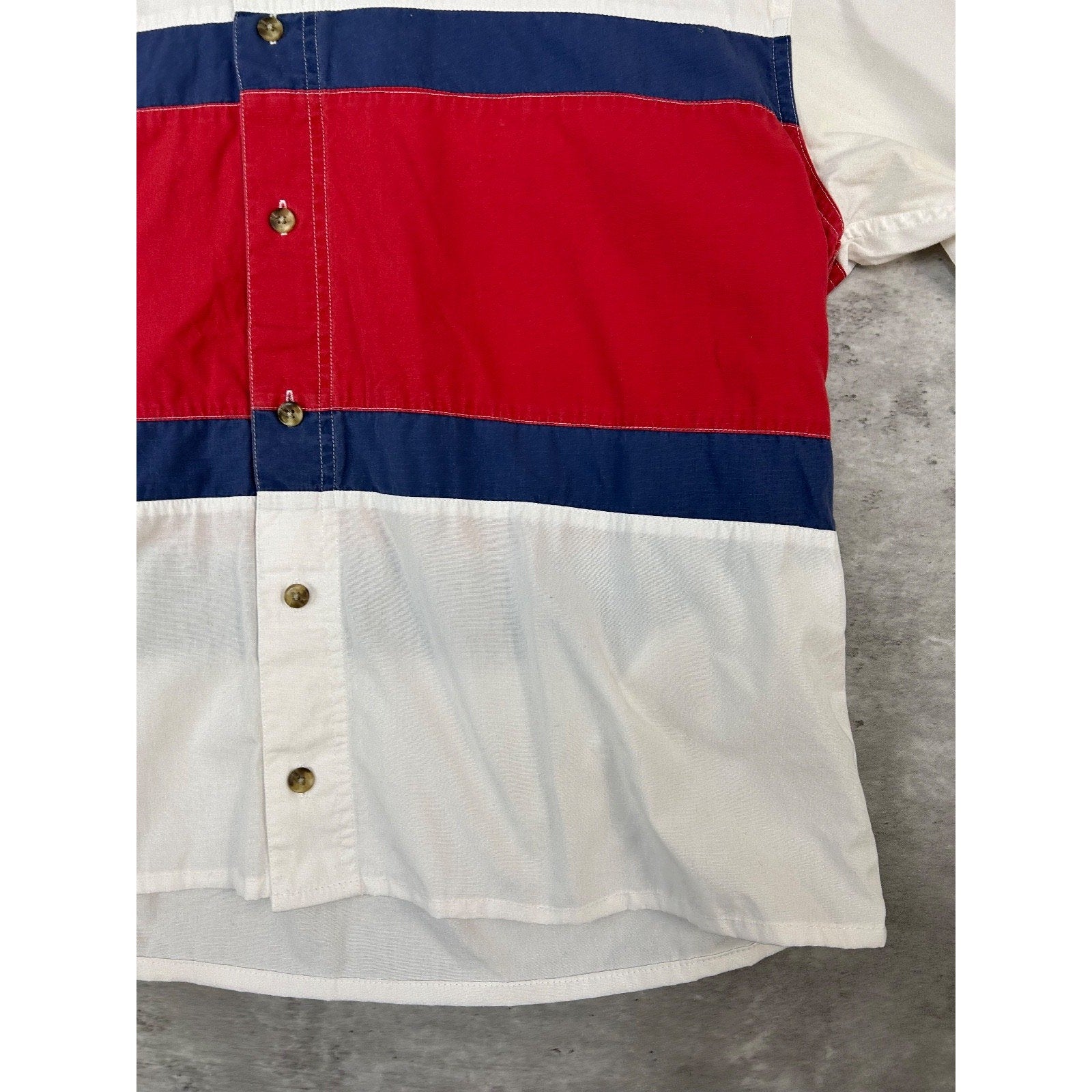 Vintage Eddie Bauer Striped Reworked Cropped Long Sleeve Button Up Shirt Large