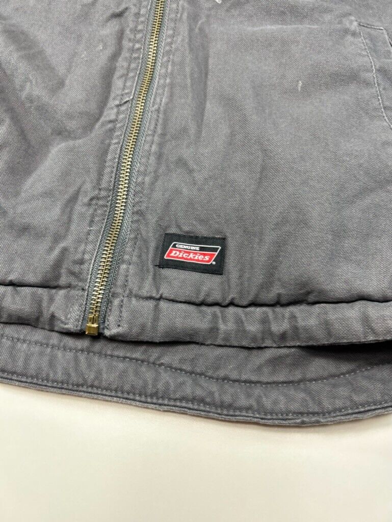 Dickies Fleece Lined Canvas Work Wear Multi Pocket Vest Size Medium Gray