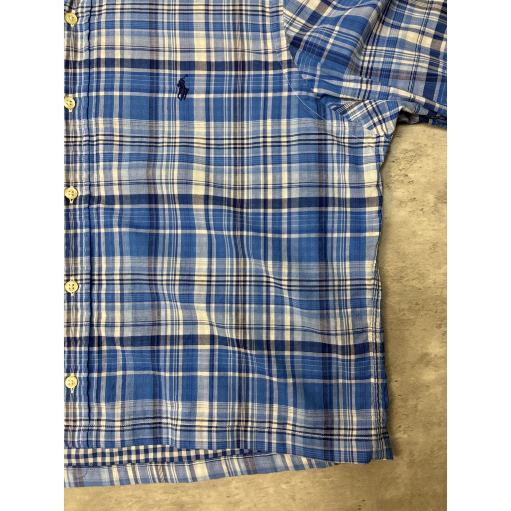 Vintage Polo Ralph Lauren Embroidered Pony Cropped Button Up Shirt Size Large