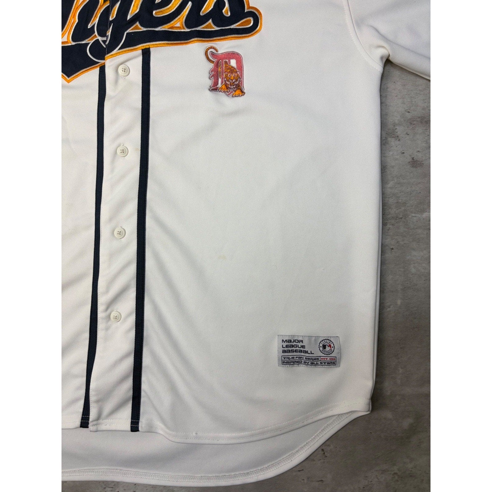 Vintage Detroit Tigers MLB Stitched Tailsweep Spellout Baseball Jersey Size 2XL
