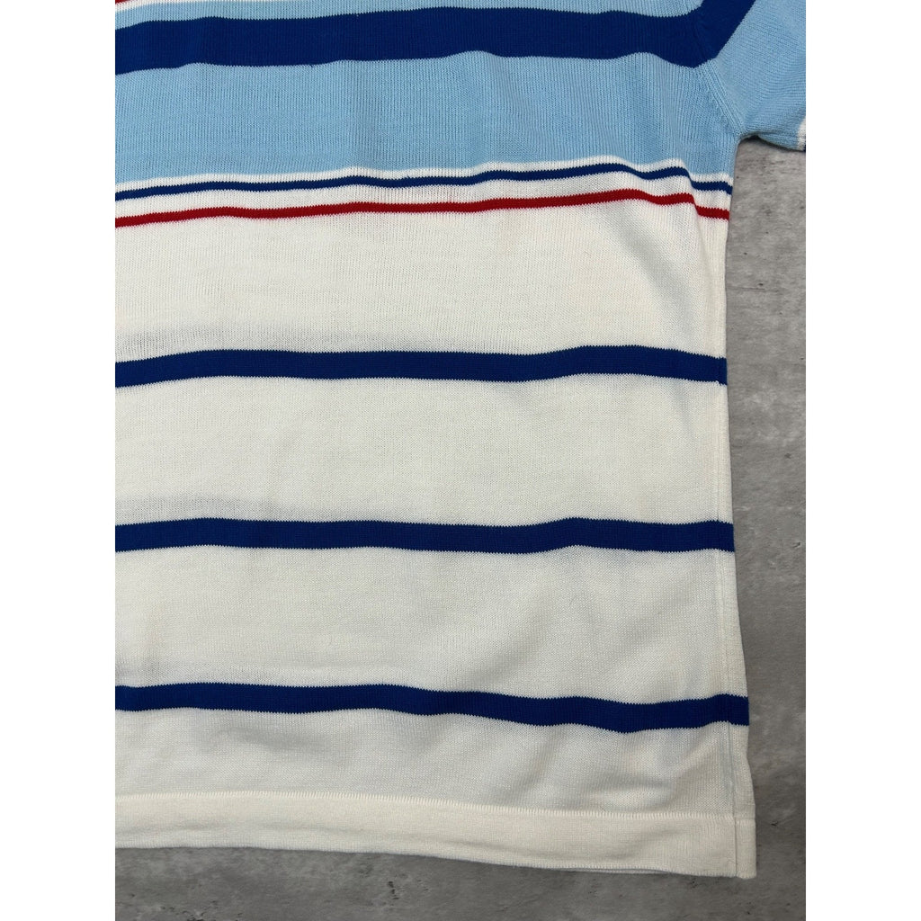 Vintage Y2K South Pole Striped Embroidered Logo Knit T-Shirt Size Large
