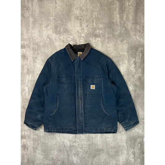 Vintage Carhartt Canvas Workwear Quilted Lined Arctic Jacket Size 2XL Blue