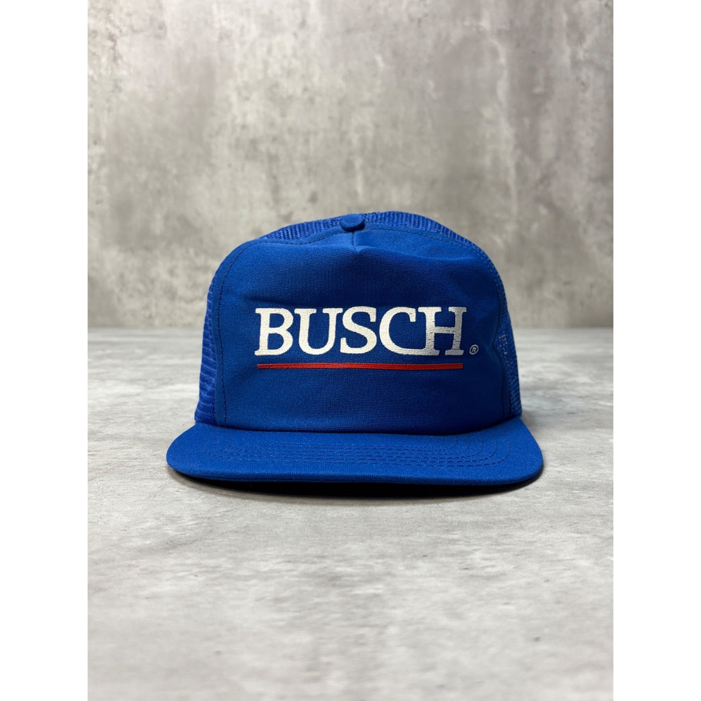 Vintage 80s/90s Busch Logo Spellout Beer Promo Trucker Snapback Hat OSFA