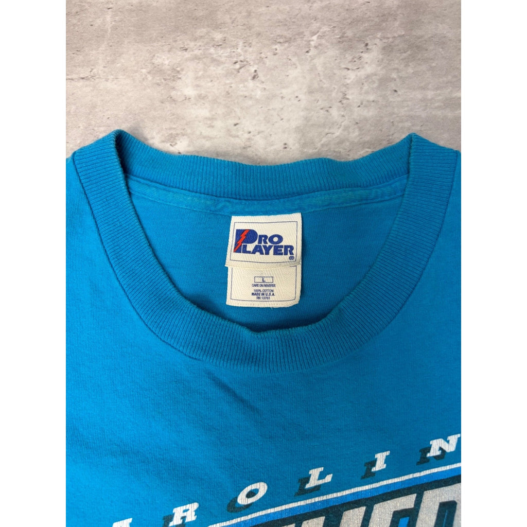 Vintage 90s Carolina Panthers NFL Big Helmet Graphic Football T-Shirt Size Large