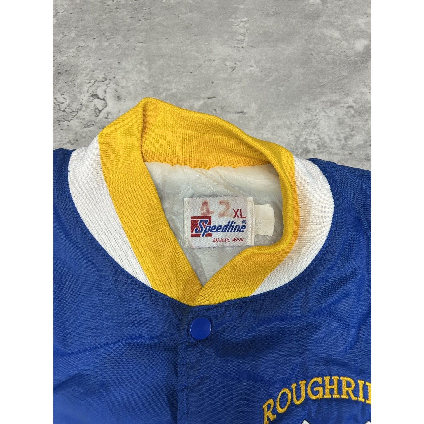 Vintage 90s Roughrider Baseball Embroidered Nylon Varsity Bomber Jacket Size XL