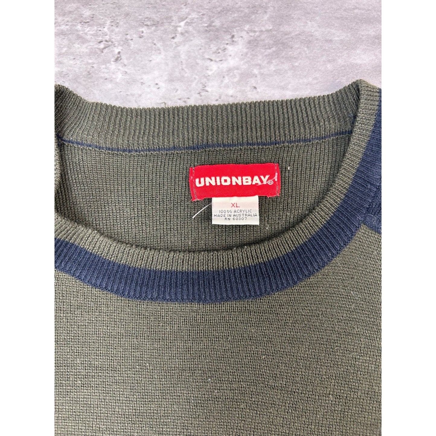 Vintage Union Bay Solid Striped Pullover Knit Sweater Size XL