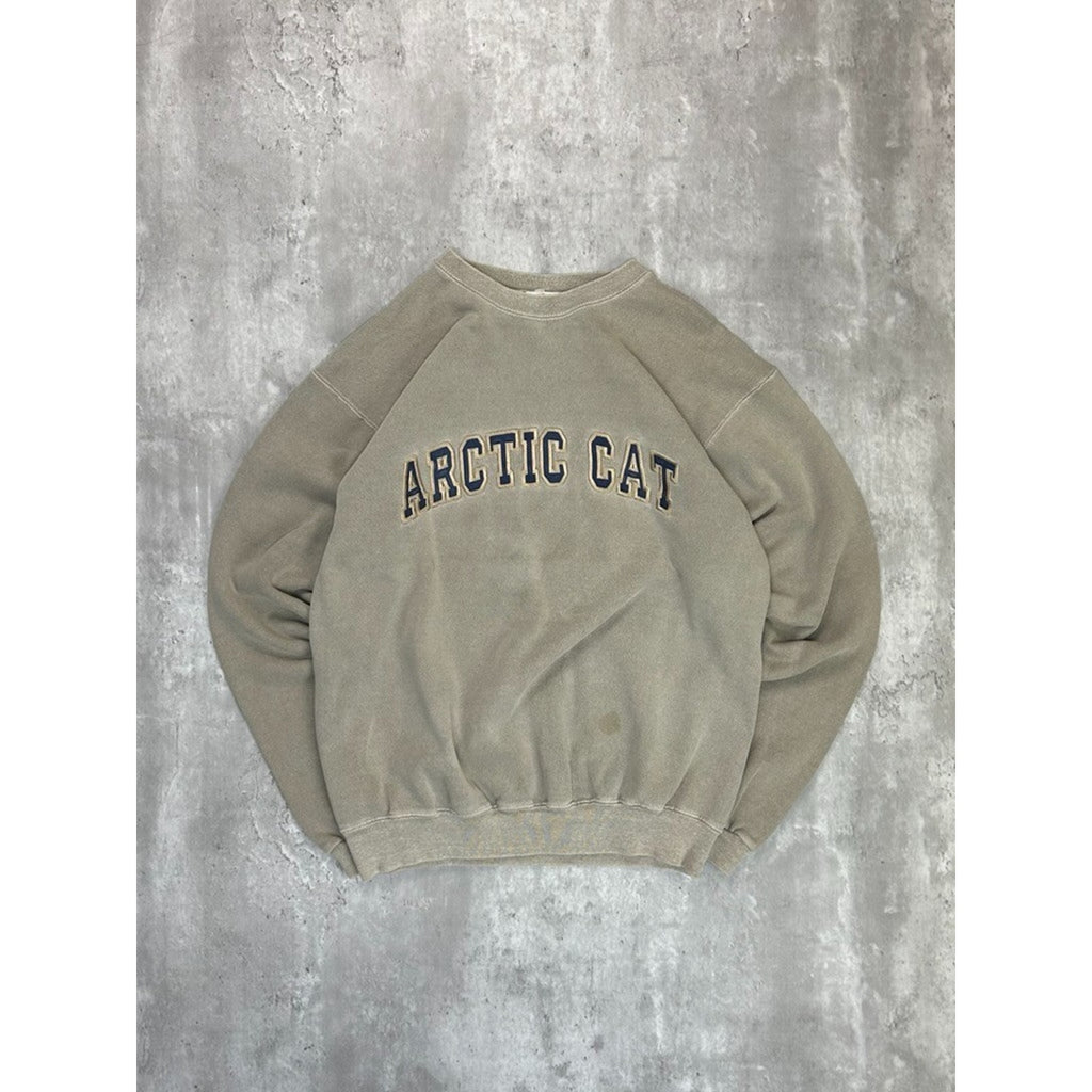 Vintage 90s Arctic Cat Embroidered Spellout Earth Tone Sweatshirt Size Medium