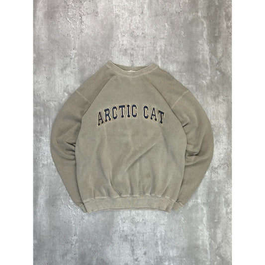 Vintage 90s Arctic Cat Embroidered Spellout Earth Tone Sweatshirt Size Medium