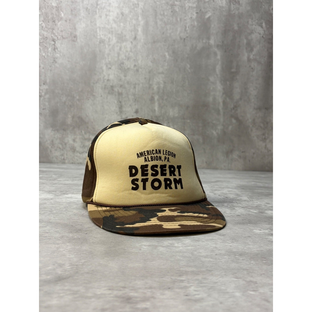 Vintage 80s Desert Storm American Legion Two Tone Camp Trucker Snapback Hat OSFA
