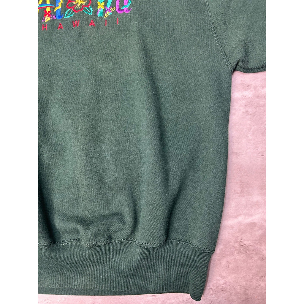 Vintage 90s Aloha Hawaii Embroidered Spellout Destination Sweatshirt Size Large