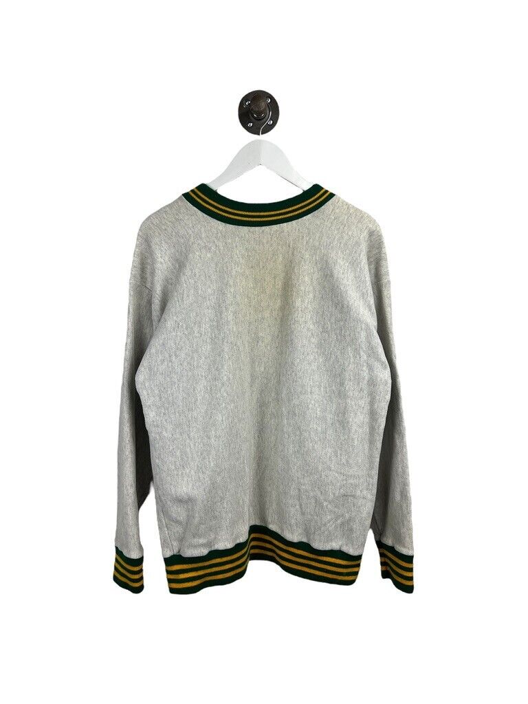 Vintage 90s Allens Avenue Knit Stripe Spellout Sweatshirt Size Large