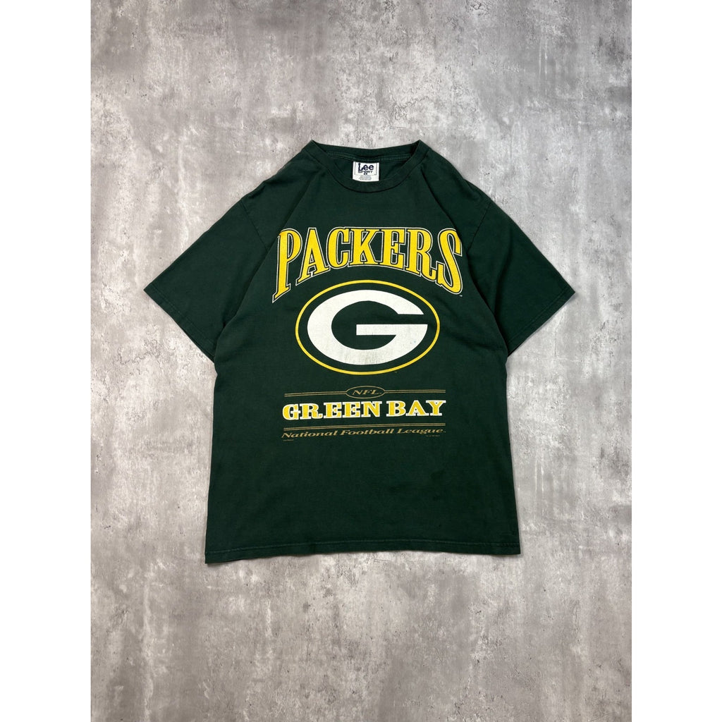 Vintage 1997 Green Bay Packers NFL Spellout Logo Graphic T-Shirt Size Large