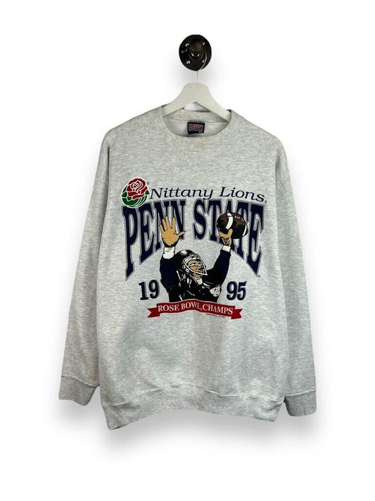 Vintage 1995 Penn State NCAA Rose Bowl Football Graphic Sweatshirt Size XL Gray