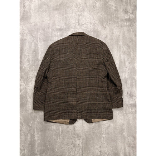Vintage 1980s Trotters Club Brown Plaid Wool Sport Jacket Size XL