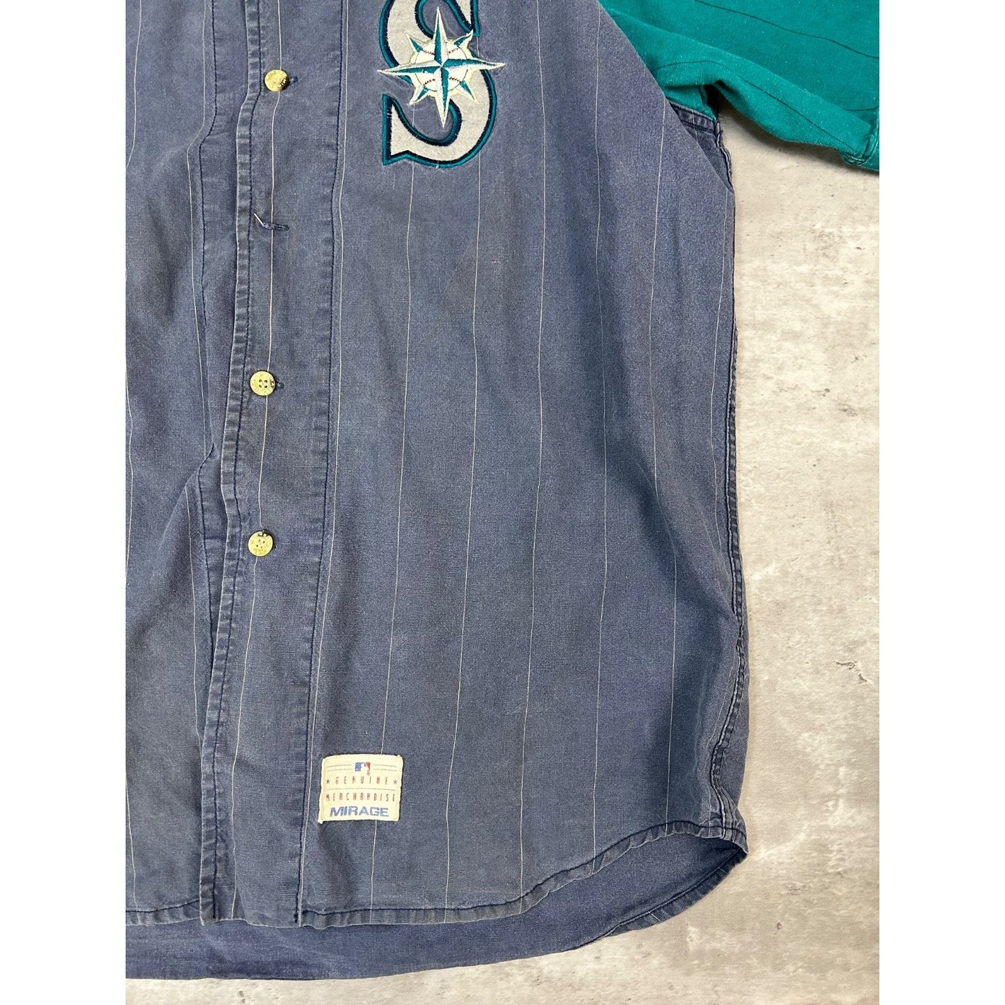 Vintage 90s Seattle Mariners MLB Pinstripe Mirage Baseball Jersey Size XL