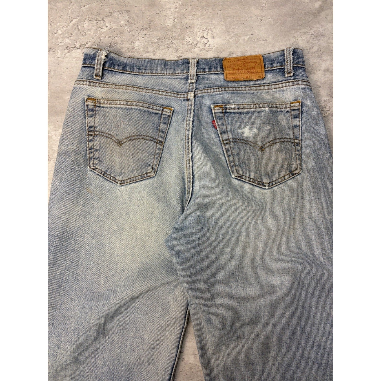 Vintage 90s Levis Red Tab Distressed Light Wash Denim Pants Size 36