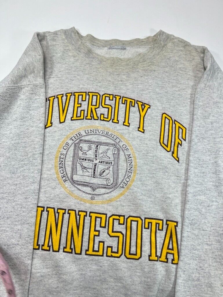 Vintage 90s University of Minnesota NCAA Spellout Crest Graphic Sweatshirt Sz XL