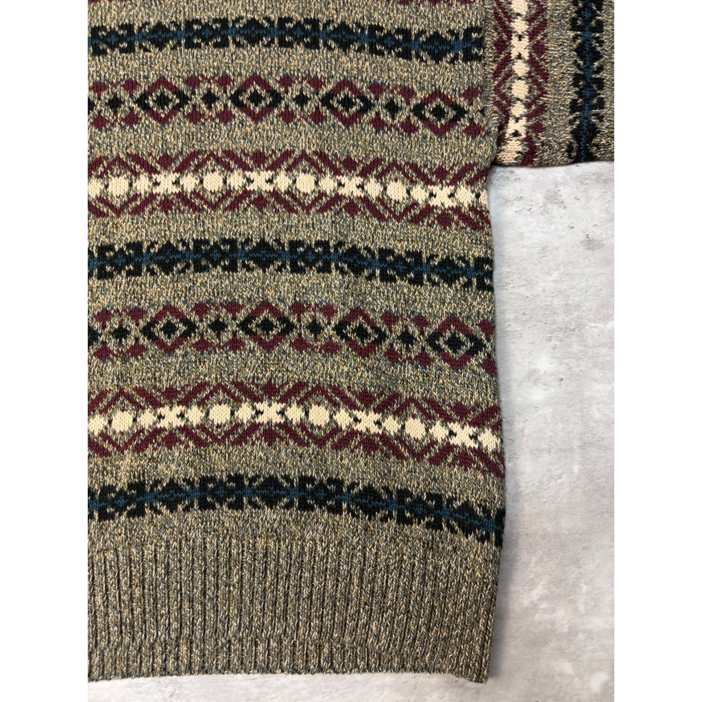 Vintage Jantzen Abstract Pattern Striped Pullover Knit Sweater Size Large