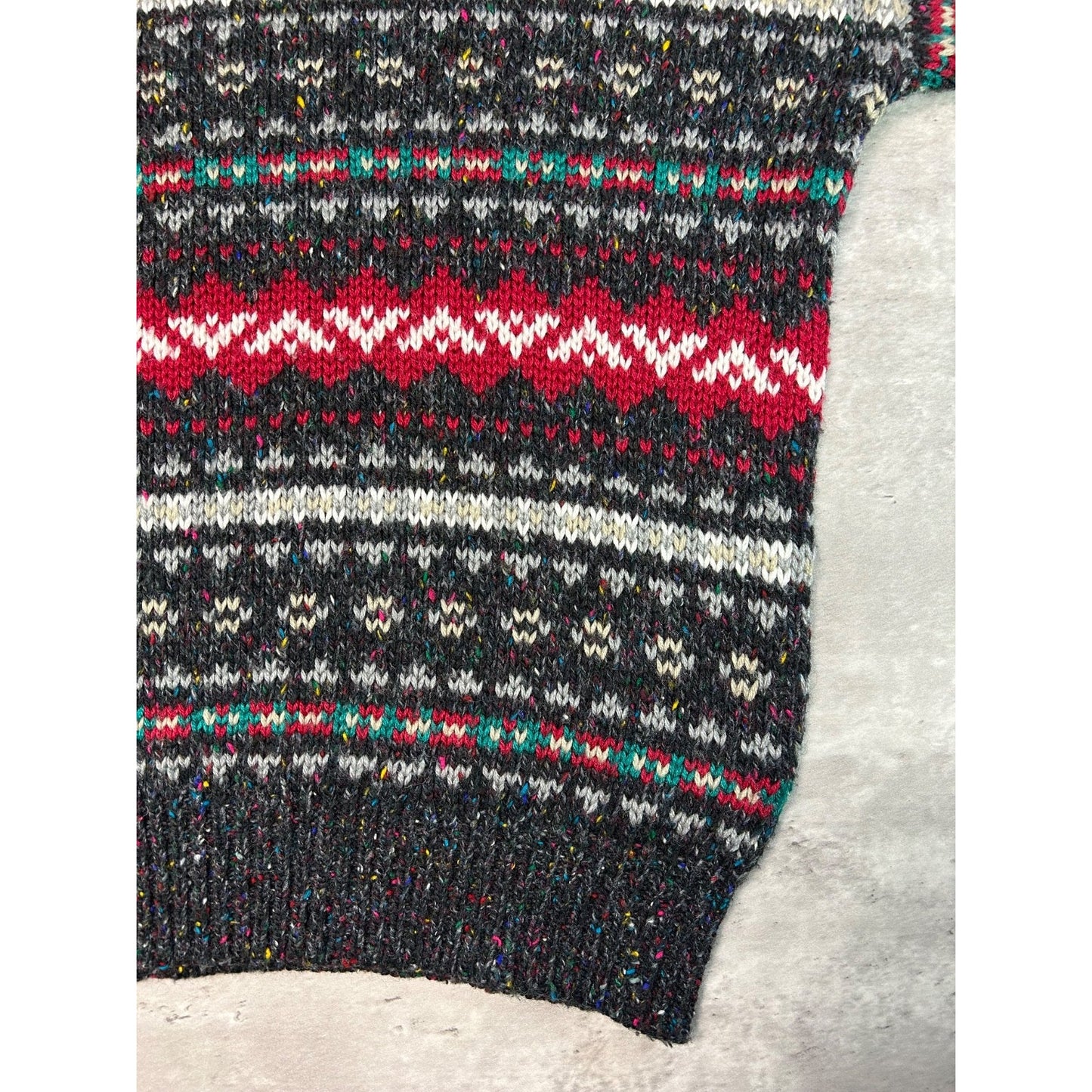 Vintage 90s Geometric Abstract Striped Pullover Ribbed Knit Sweater Size XL