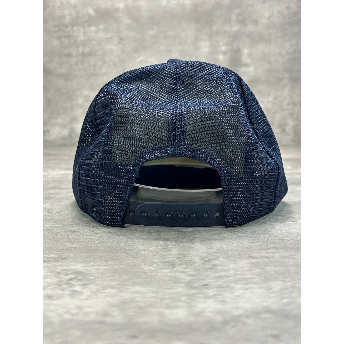 Vintage 80s SDNGEA Brookings Graphic Logo Trucker Snapback Hat OSFA Blue