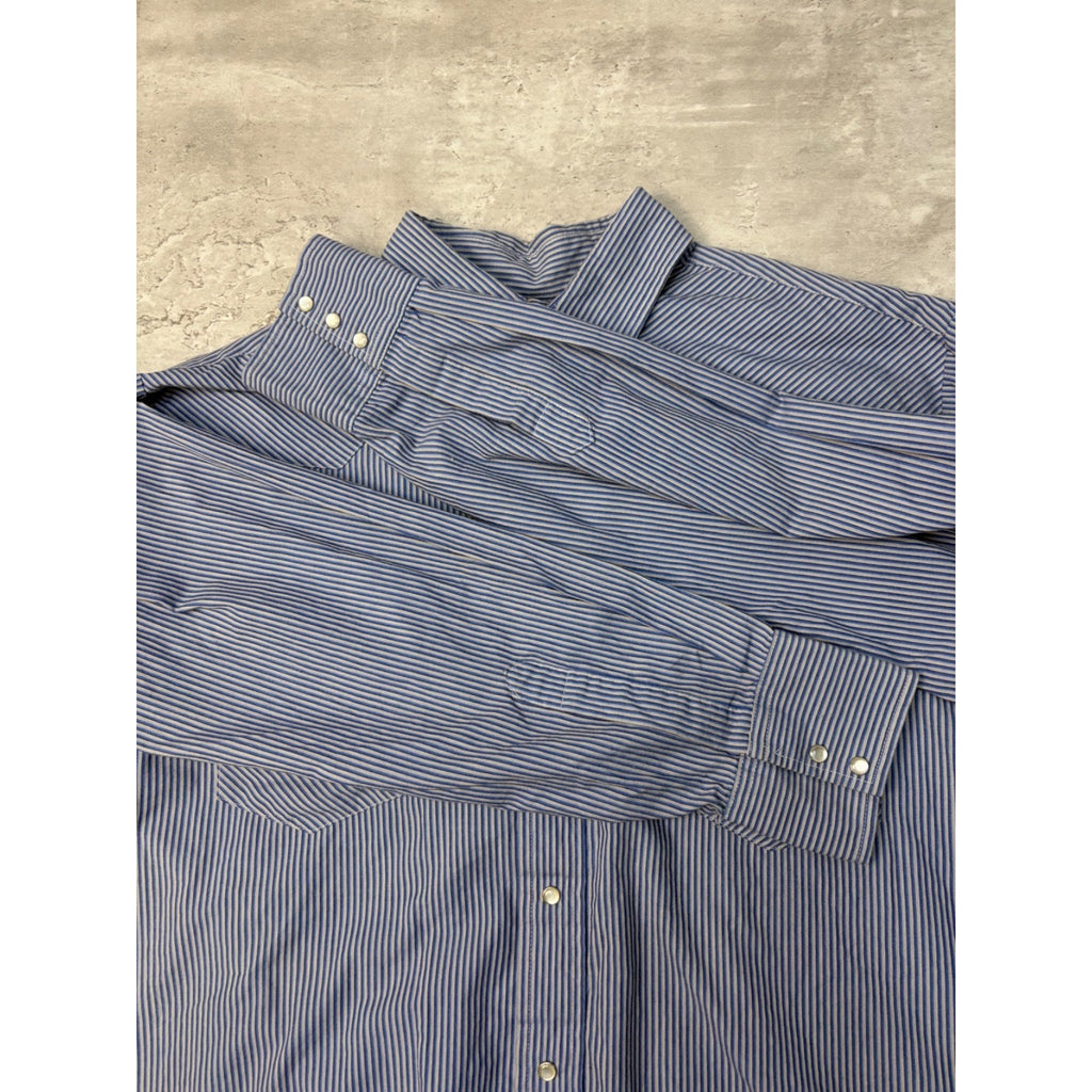 Vintage 90s Rock Creek Ranch Pearl Snap Striped Cropped Button Up Shirt Size XL