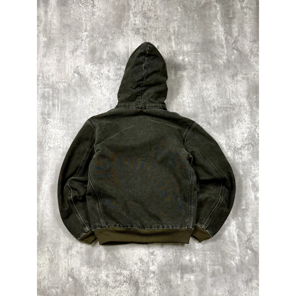 Vintage Carhartt Quilted Lined Canvas Hooded Active Jacket Size Large YOUTH