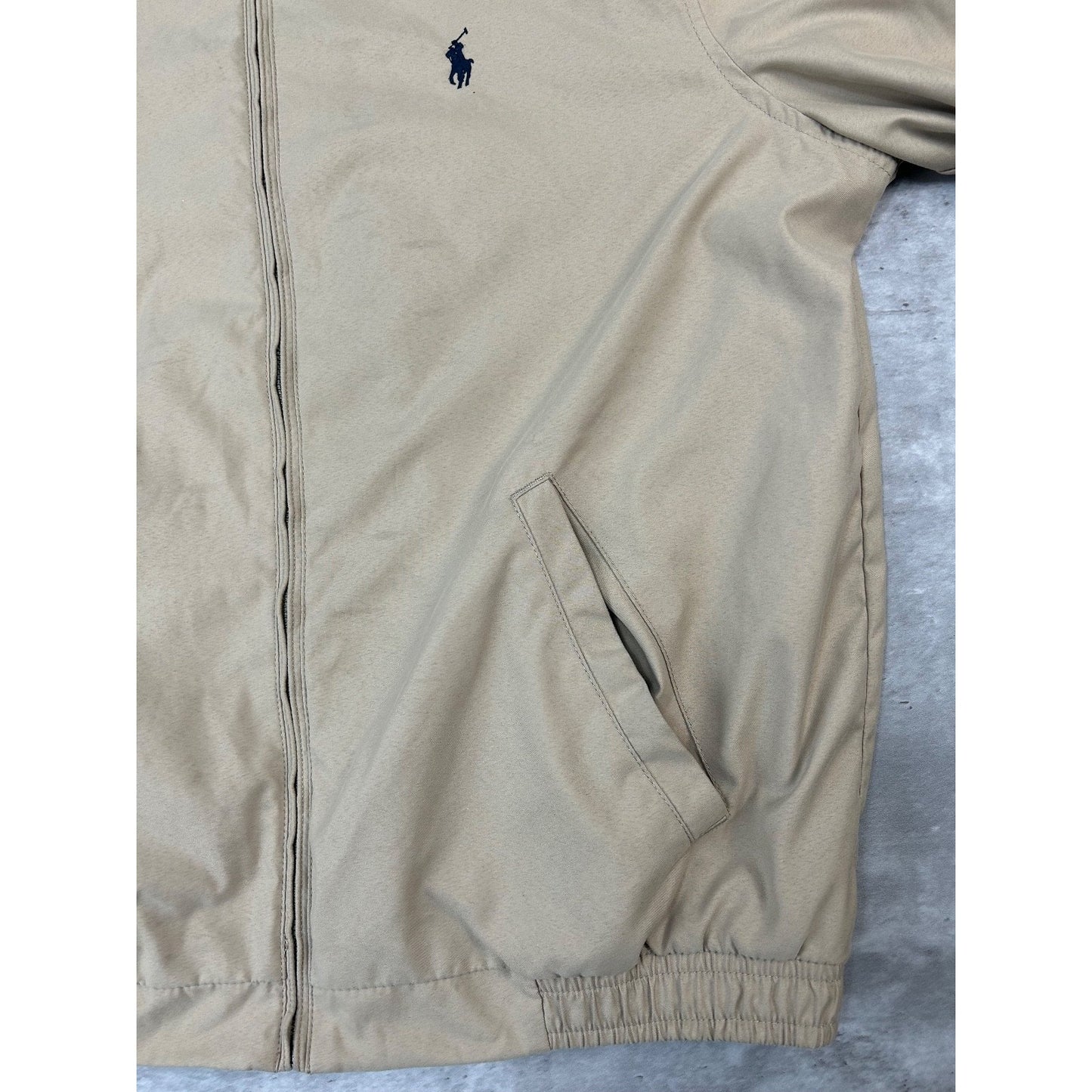 Vintage Polo Ralph Lauren Embroidered Pony Harrington Jacket Size Medium Beige