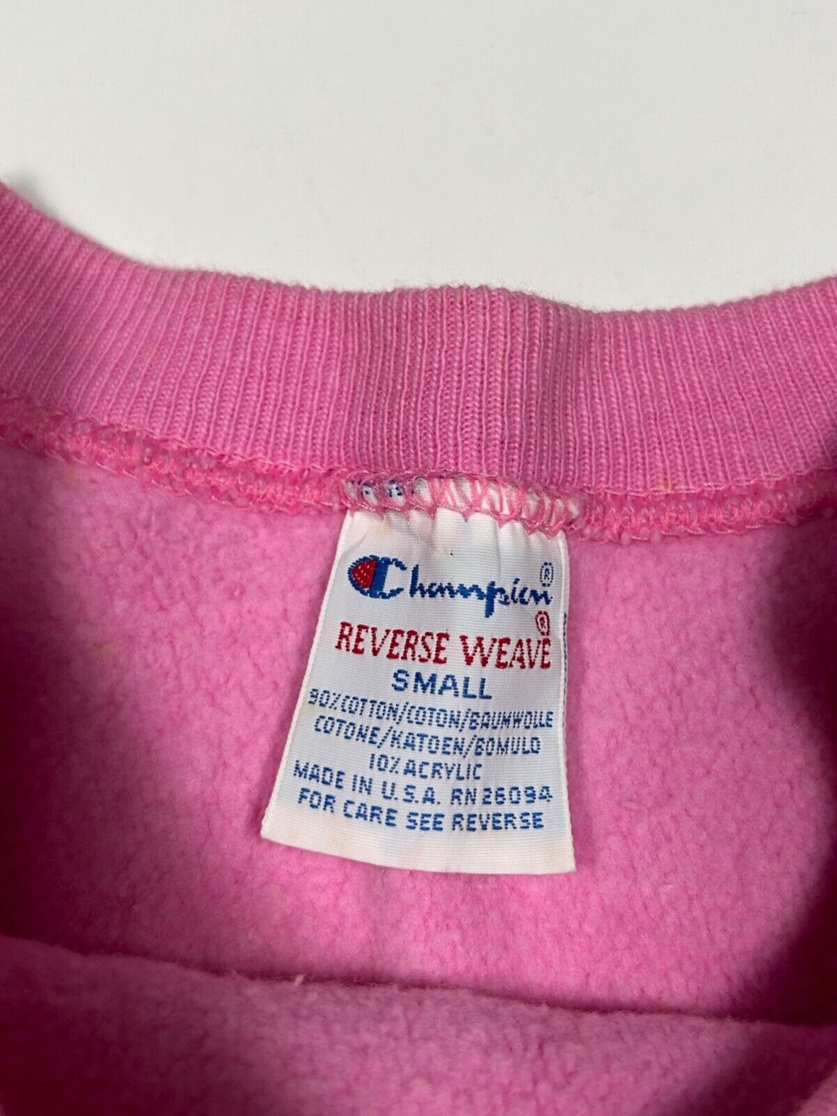 Vintage 90s Champion Reverse Weave Blank Sweatshirt Size Small Pink Made USA