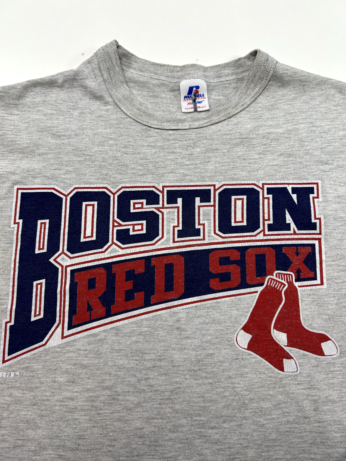 Vintage 2000 Boston Red Sox MLB Graphic Spellout T-Shirt Size Small Gray