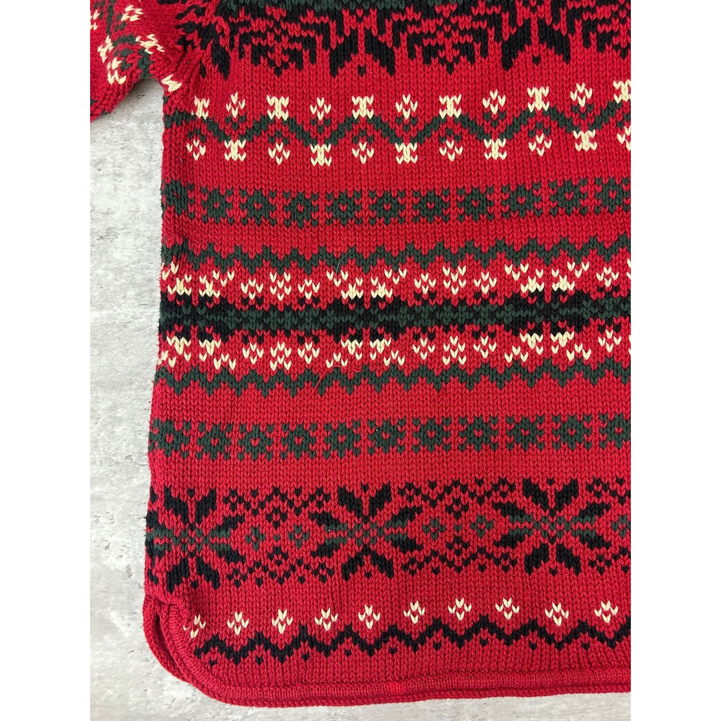 Vintage Eddie Bauer Snowflake Striped Pullover Knit Sweater Size Large