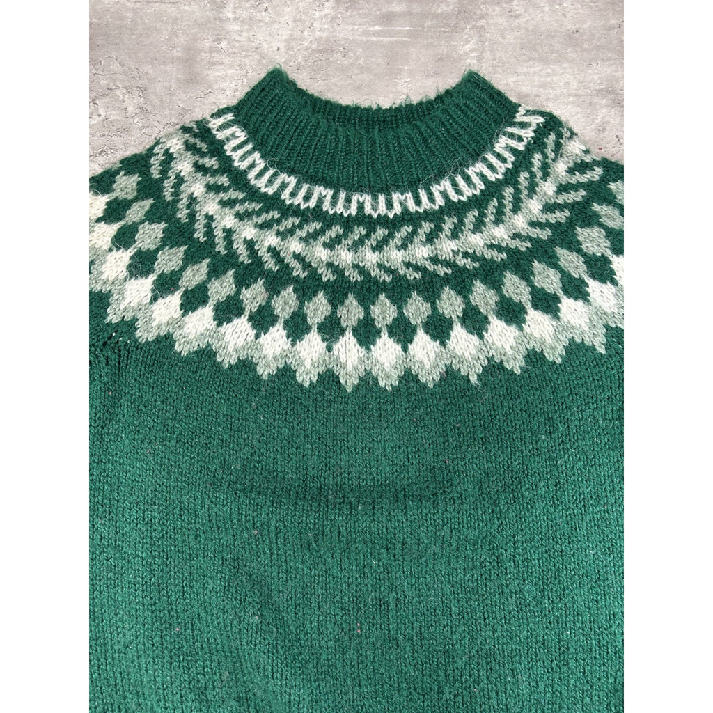 Vintage Heavyweight Geometric Striped Pullover Ribbed Sweater Size XL