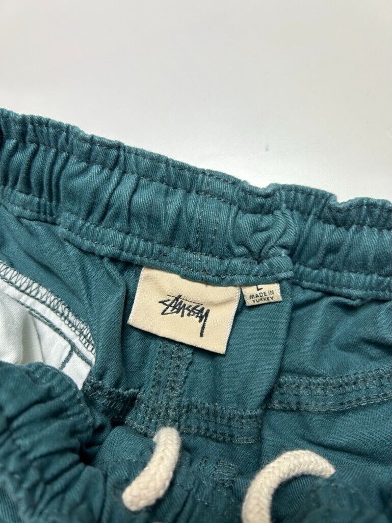 2000s Stussy Elastic Stuff Cotton Shorts Size Large Teal