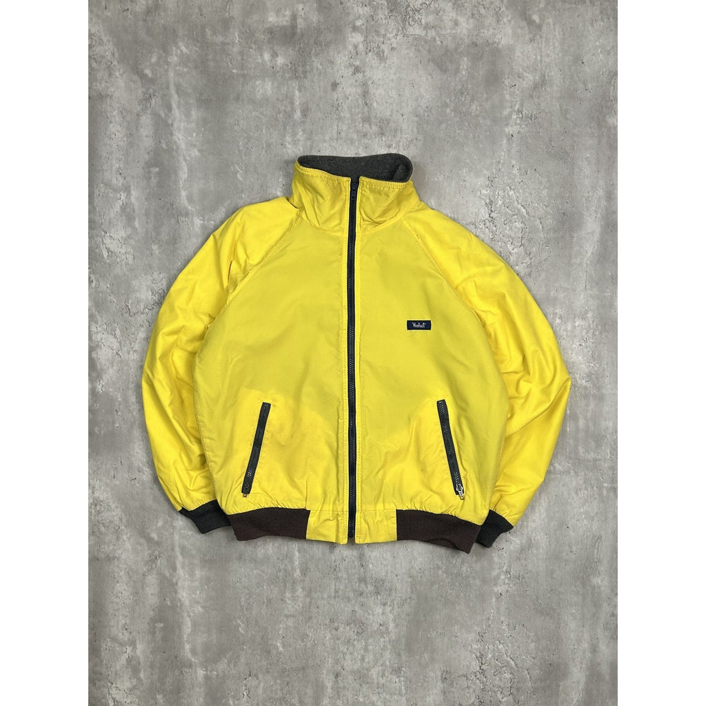 Vintage 90s Woolrich Fleece Lined Full Zip Yellow Bomber Jacket Size Medium