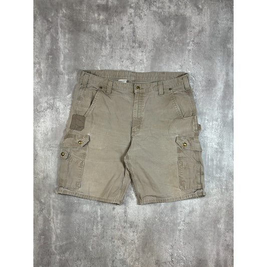 Vintage Carhartt Canvas Ripstop Workwear Cargo Shorts Size 40 Beige