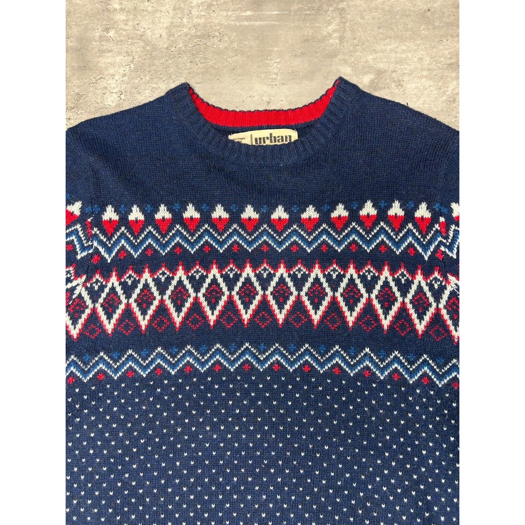 Vintage Urban Pipeline Geometric Striped Pullover Knit Sweater Size Medium