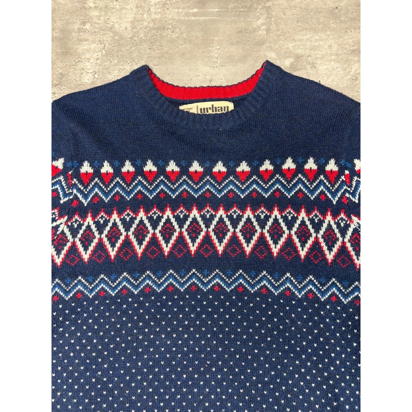 Vintage Urban Pipeline Geometric Striped Pullover Knit Sweater Size Medium