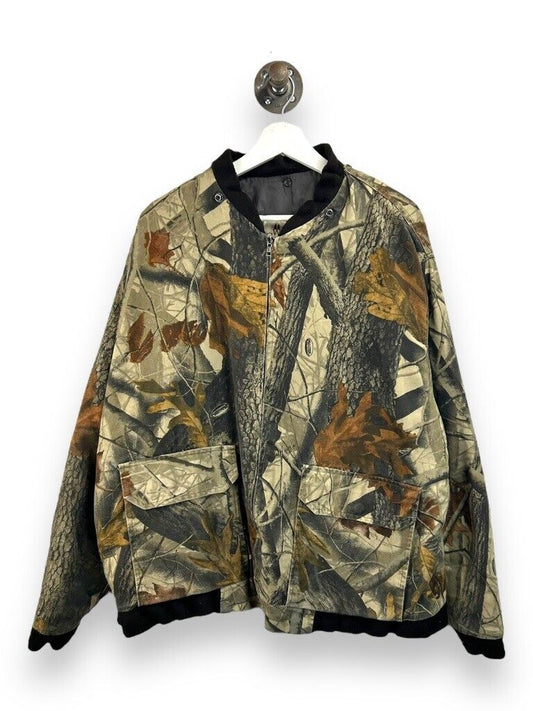 Vintage Wells Creek Real Tree Hardwoods Camo Hunting Bomber Jacket Size Large