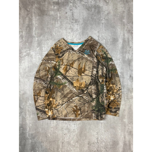 Real Tree Xtra Tree Camo Hunting Long Sleeve V-Neck T-Shirt Size 2XL