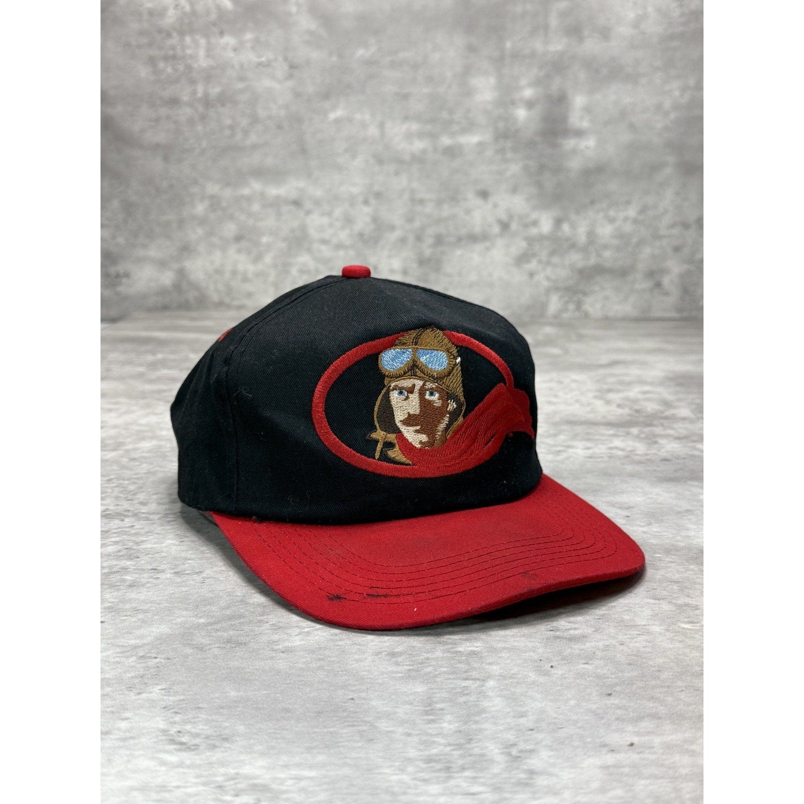 Vintage 90s Red Baron Pizza Embroidered Logo Snapback Hat OSFA