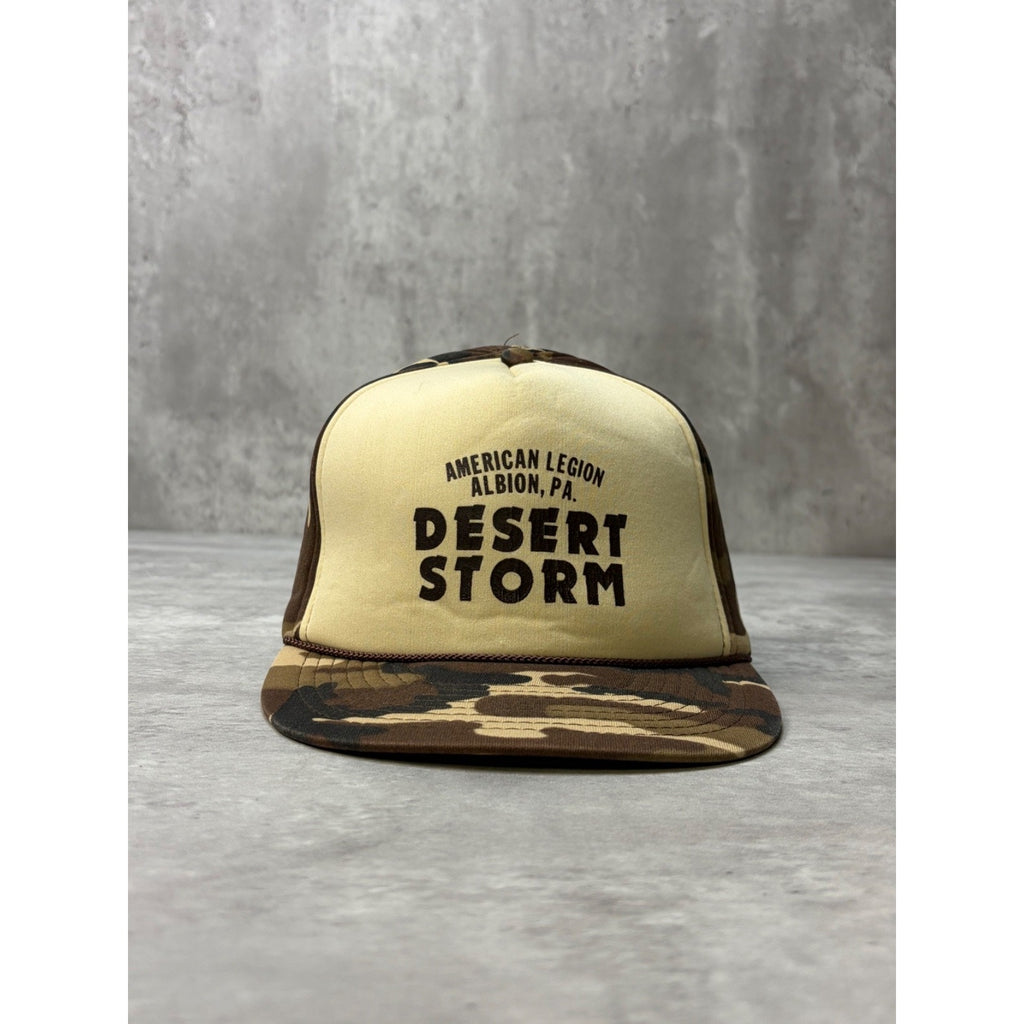 Vintage 80s Desert Storm American Legion Two Tone Camp Trucker Snapback Hat OSFA