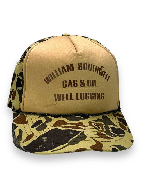 Vintage 80s William Southwell Gas & Oil Duck Camo Snapback Hat OSFA