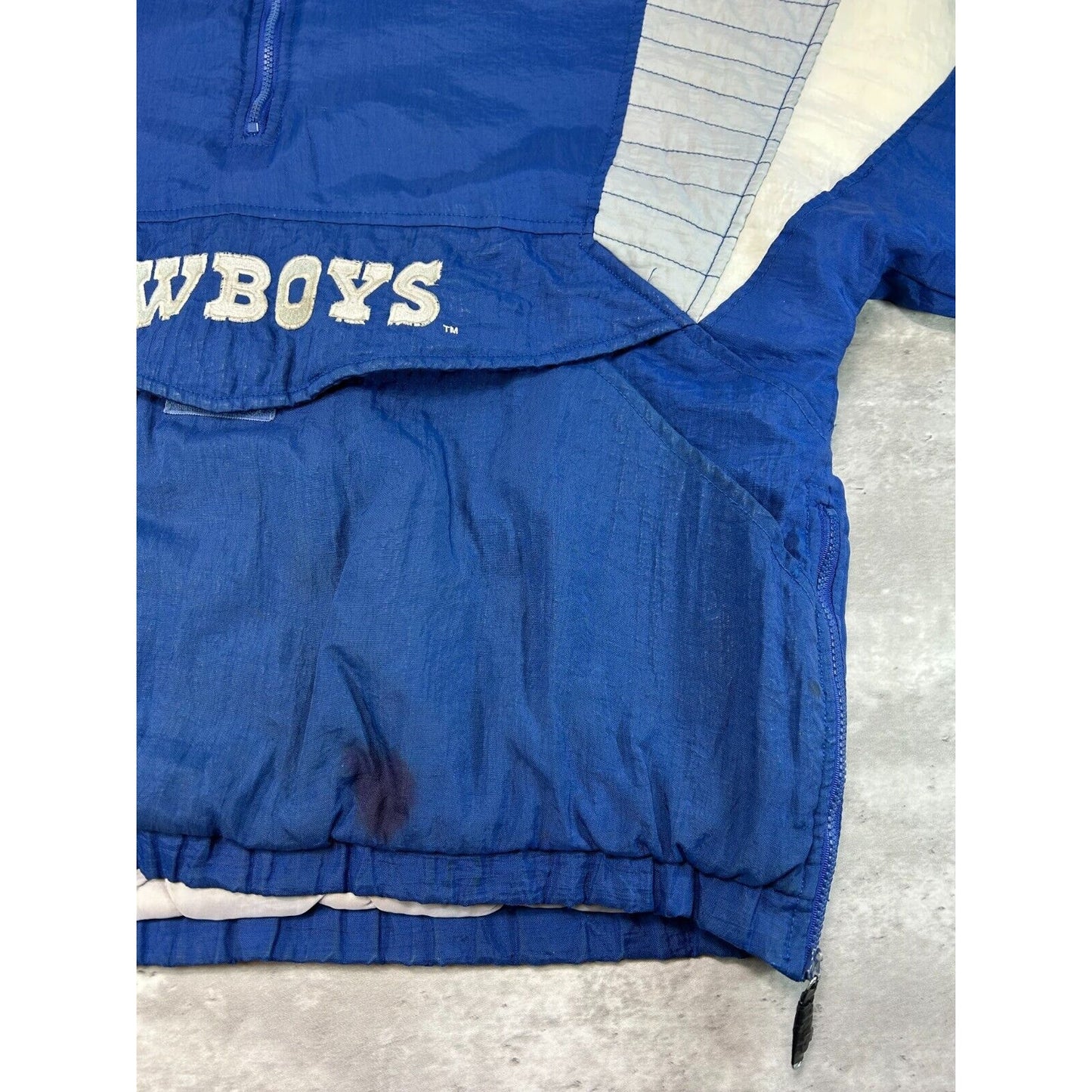 Vintage Dallas Cowboys NFL Insulated Starter 1/2 Zip Hooded Jacket Size Large