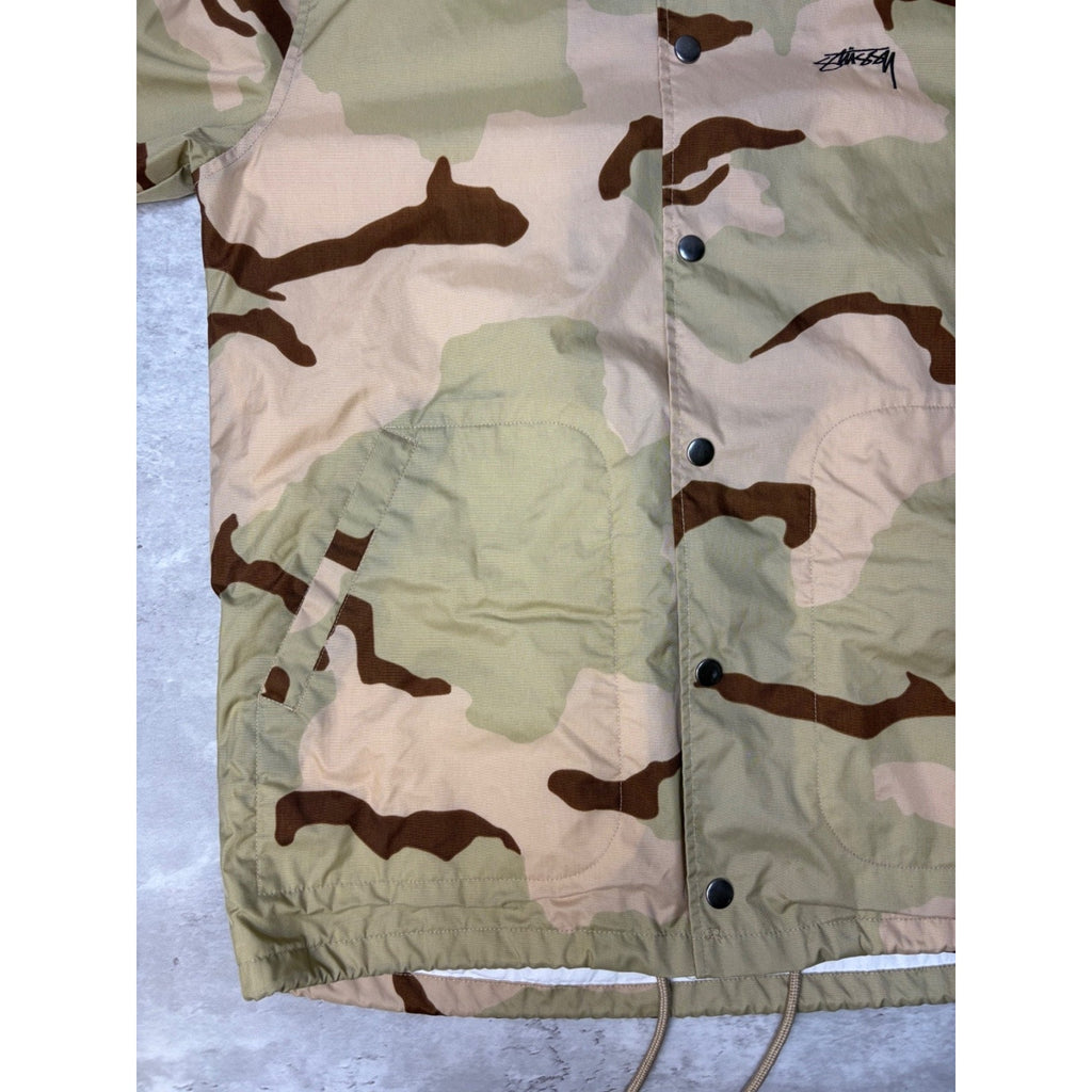 Vintage Stussy Desert Camo Graphic Spellout Coaches Jacket Size Small