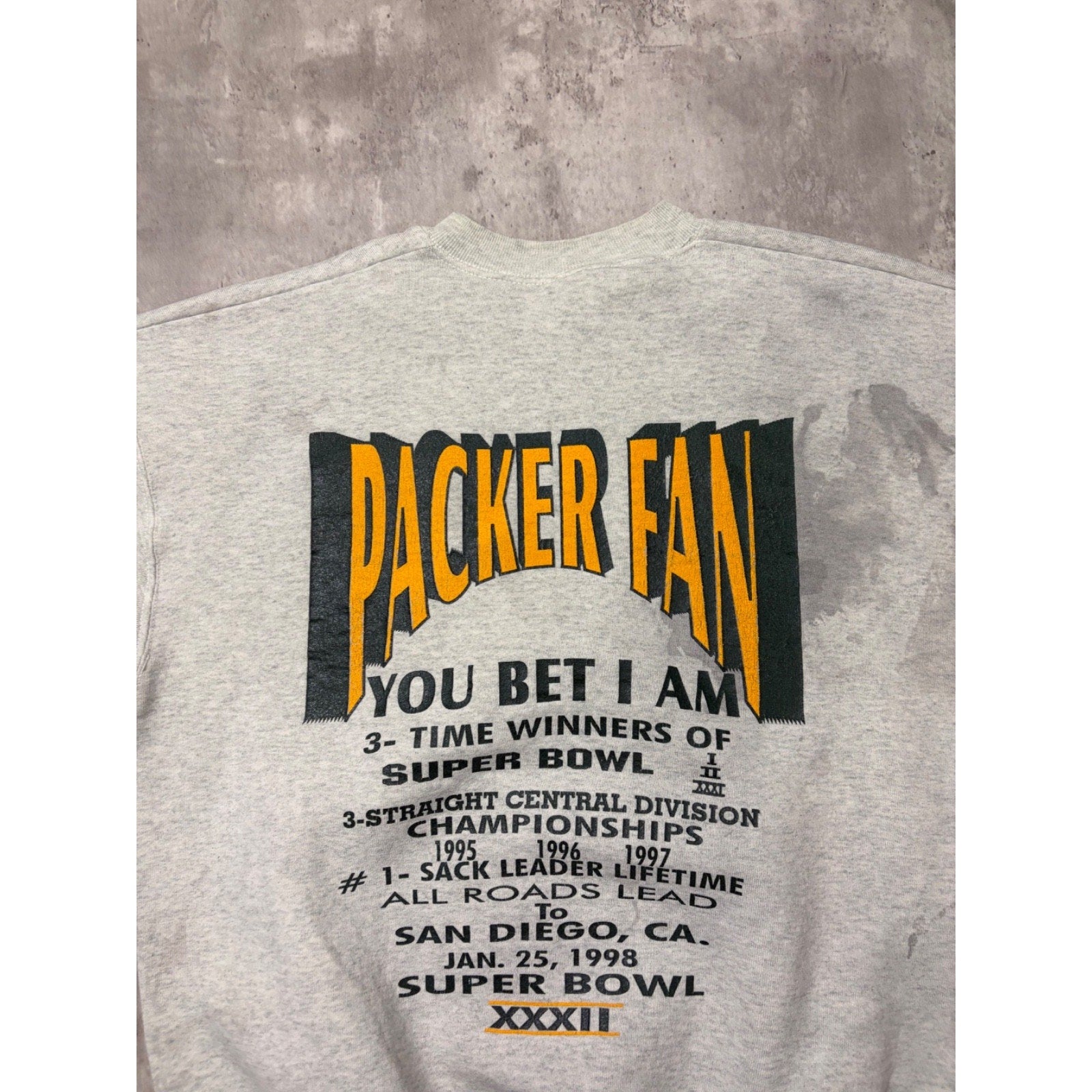 Vintage 1997 Green Bay Packers 3x CentraI Division Champs Sweatshirt Size Large